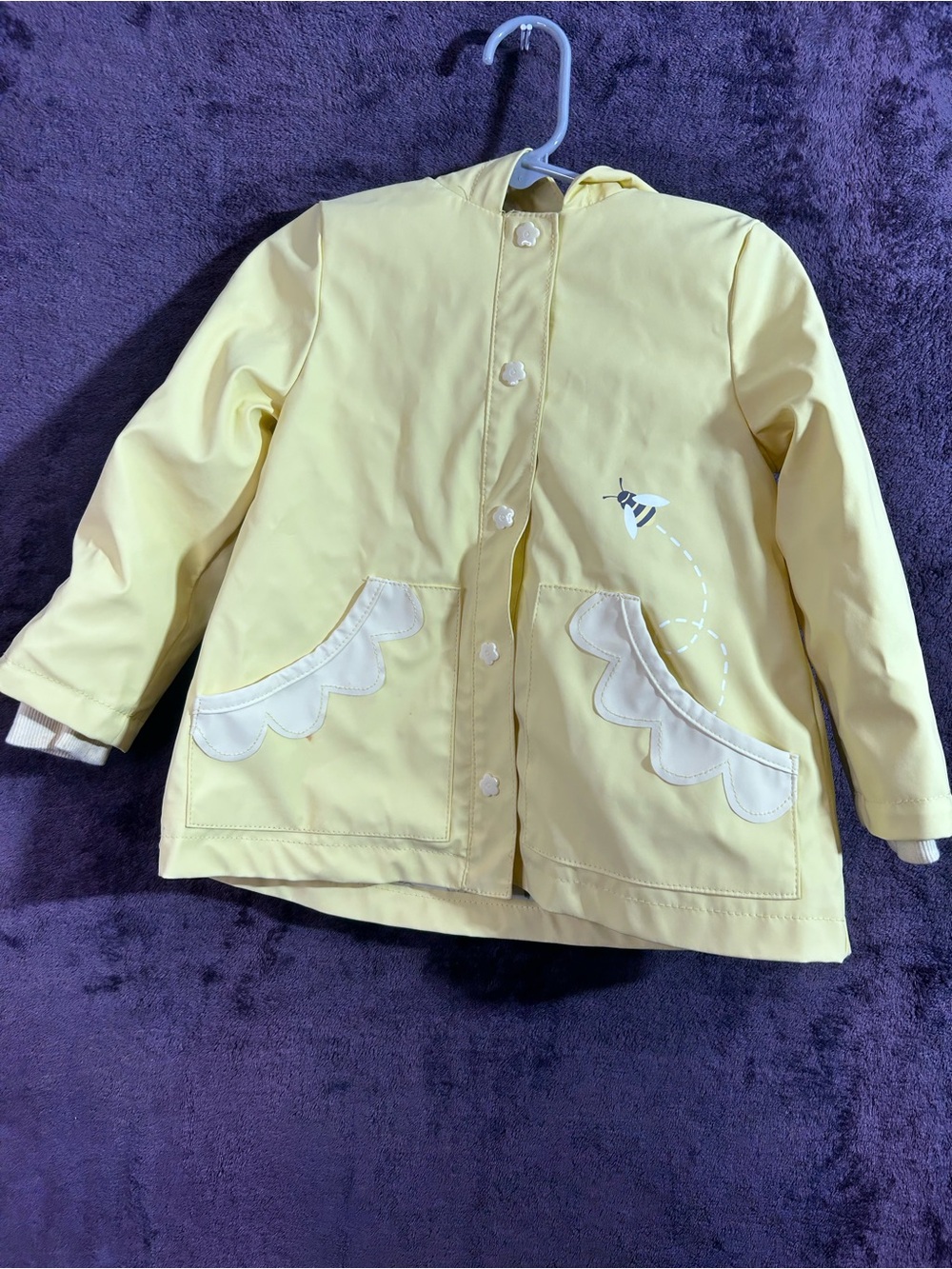 Flapdoodles Yellow Hooded Raincoat with Bee Accent